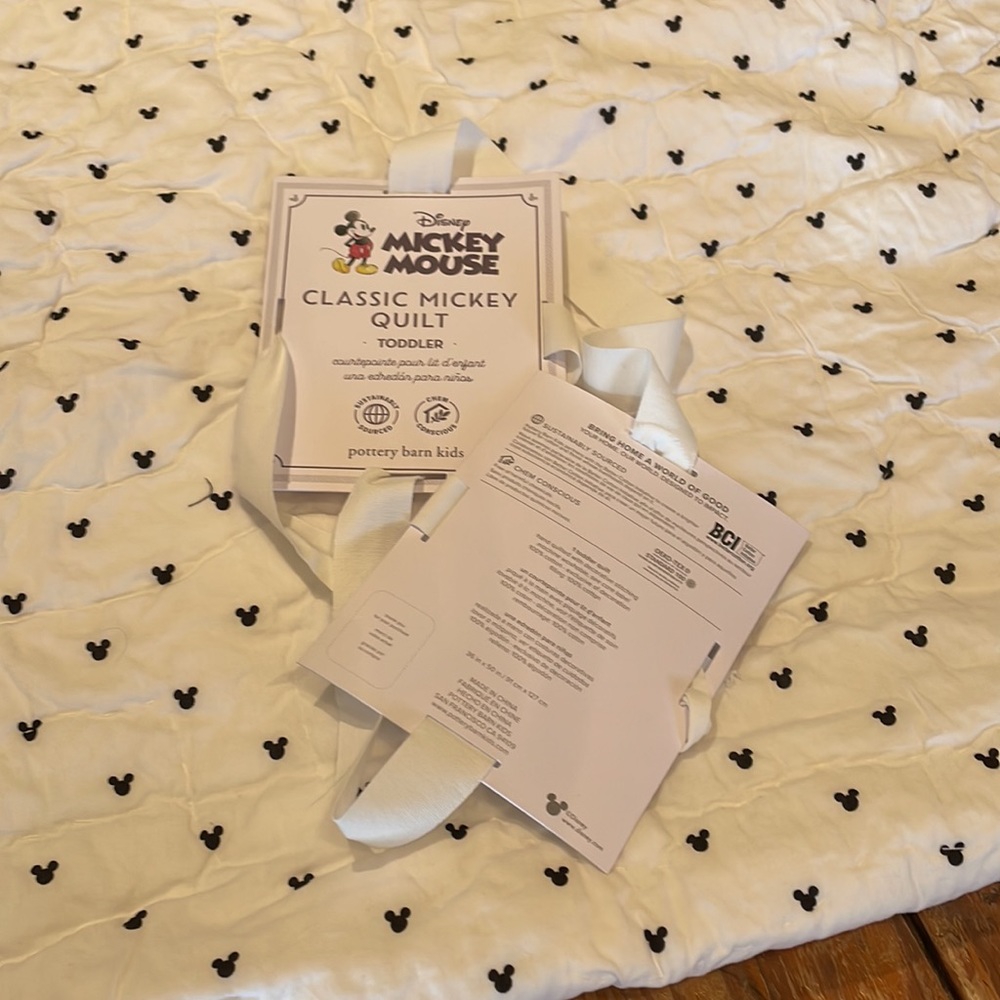 Pottery Barn, Mickey Mouse, gray and black baby quilt - Picture 3 of 4
